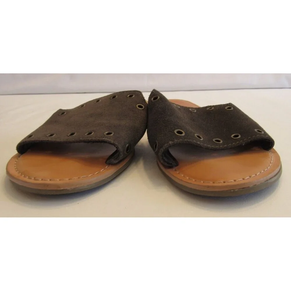 American Eagle Green Leather Studded Slide Sandals Size 7 - Picture 2 of 6